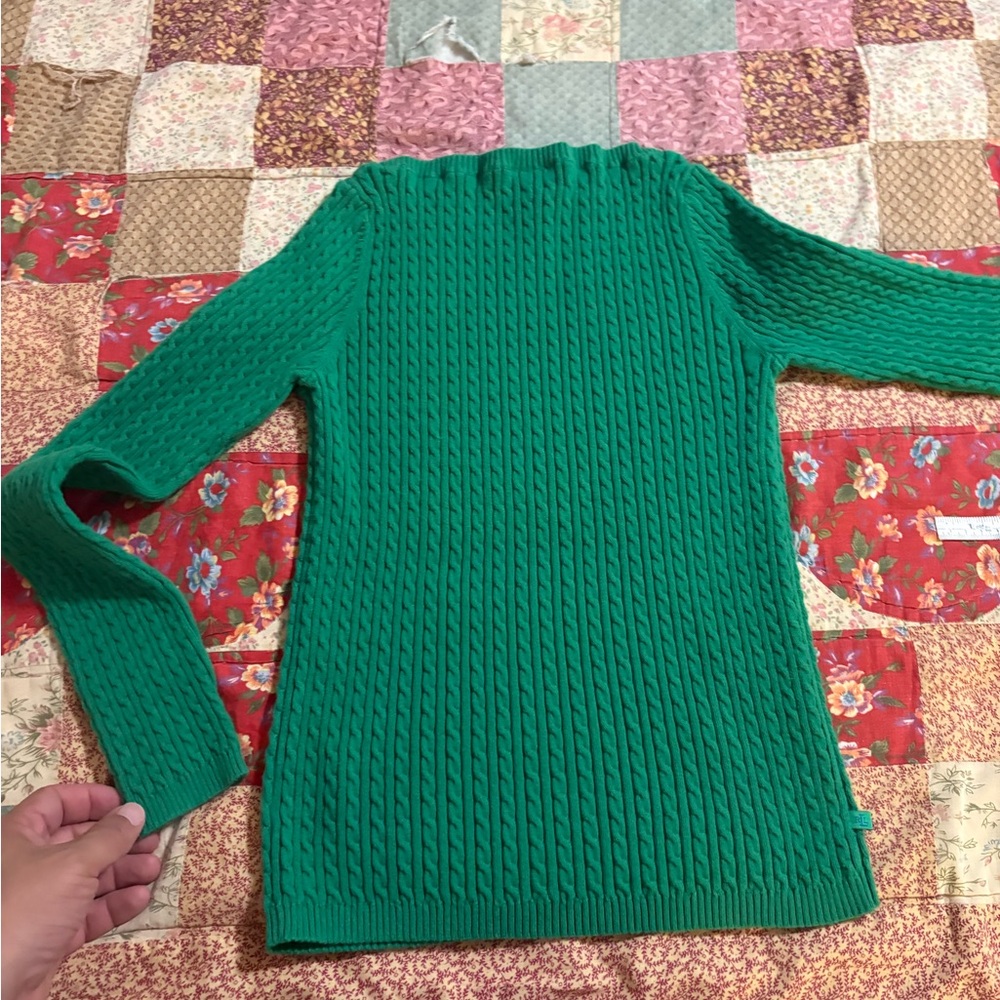 Ralph Lauren Bright Green Cable-Knit Crewneck Sweater - Picture 2 of 6